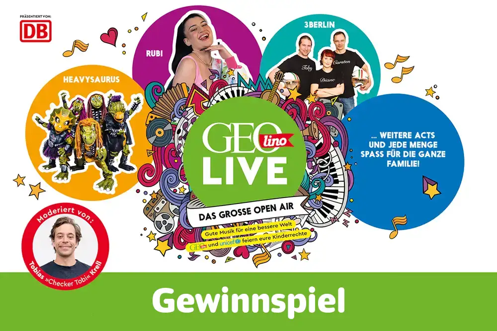 Poster zum geolino-live Gewinnspiel mit den Stars der Veranstaltung